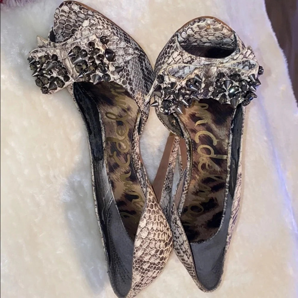 Sam Edelman studded rhinestone  bow Lorna heels 10 - Picture 6 of 13
